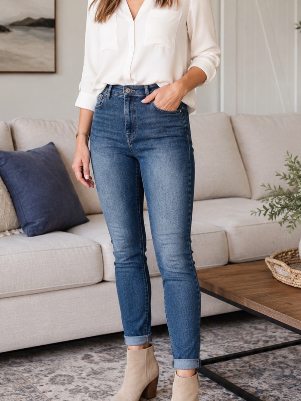 Kensie The Kelsey High Rise Skinny Jeans Womens 10 Blue Stretch Denim 31x28